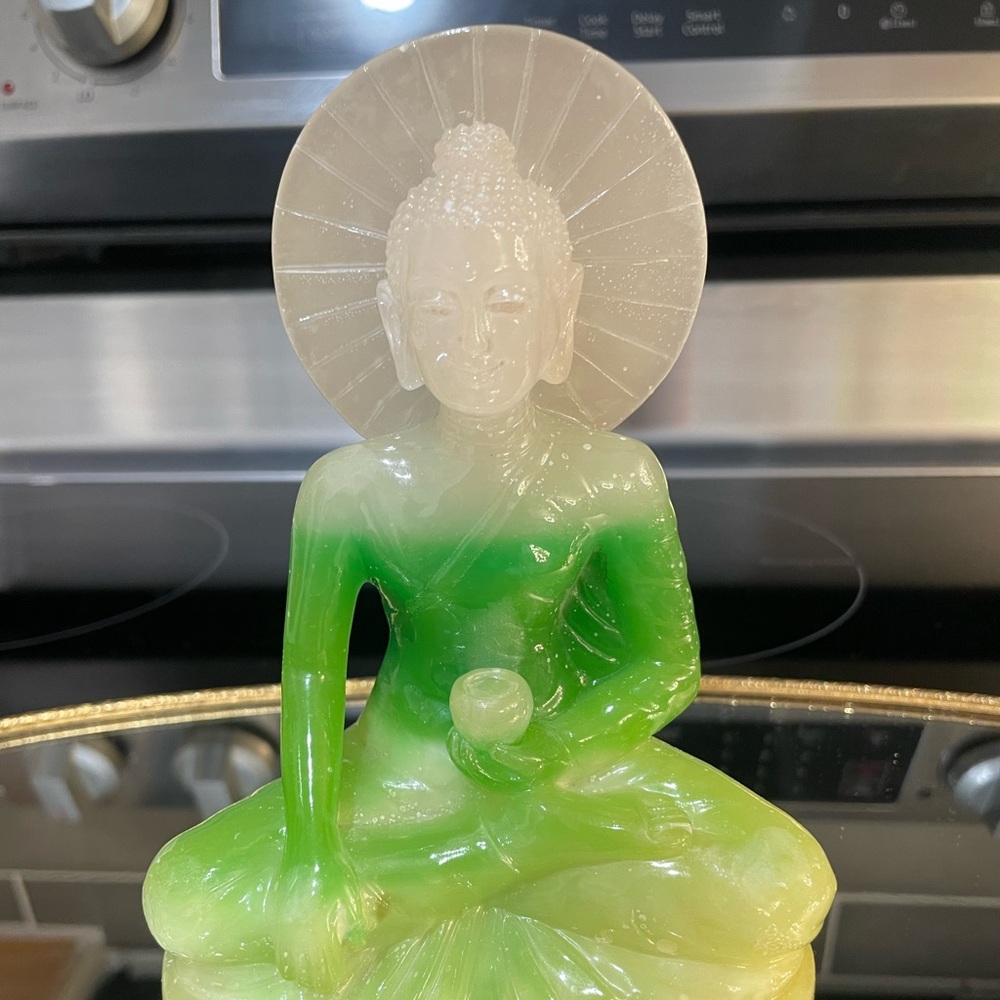 Green Resin Shakyiamuni Amitabha Sculpture